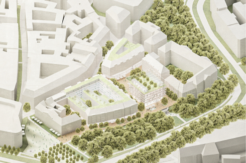 <strong>4. Preis</strong> hinrichsmeyer + partner architekten und Greenbox Landschaftsarchitekten nehmen den historischen Stadtplan Leipzigs von 1920 zur Grund­lage, was einen Abriss der 80er-Jahre-Bebauung bedeutet. 