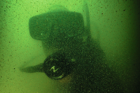 Das grüne Wasser erschwert sein Engagement. Die Farbe ist auf Wasserhyazinthen zurückzuführen, die zu einer Plage geworden sind. Sie bilden riesige zusammenhängende Pflanzeninseln und verstopfen so Flüsse, Seen oder Kanäle.<br />