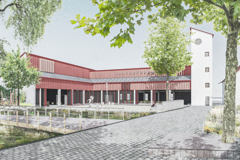<span class="Bold"><strong>ein 3. Preis</strong></span> Schwabmayer Architekten mit Pit Müller legen zwei voneinader unabhängige Veranstaltungsräume ins Erdgeschoss. Im ersten Obergeschoss findet das Kulturforum mit der Musikschule Platz.<br />