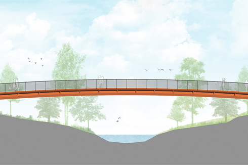 Bis zu einer Länge von 45 Metern kann die Geh- und Radwegbrücke G-2 als Fertigteil hergestellt werden. Die Stahlkonstruktion kann also schnell in Betrieb gehen, ...<br />