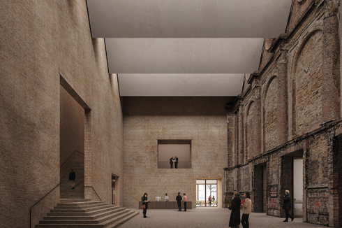 Wettbewerbsvisualisierungen von Ponnie Images: Innenansicht für das Exilmuseum Berlin (Beitrag Bruno Fioretti Marquez, 2020).<br />