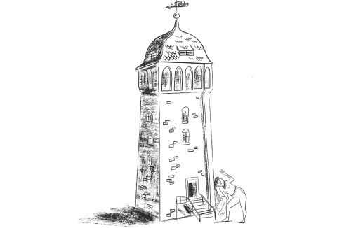 Der Rote Turm datiert aufs 12. Jahrhundert und war Sitz des Stadtvogts. Angeblich imitiert die Flasche der „fit“-Spülseife seine Form.<br />