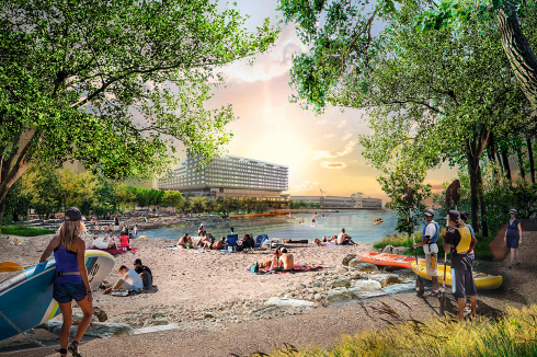 Gut ein Drittel der Wasserfläche im Rijnhaven wird, wenn sich das im vergangenen Jahr aufgespülte Neuland ausreichend gesetzt hat, öffentlicher Raum werden.<br />