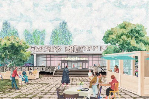 <strong><span class="Bold">1. Preis</span></strong> Knerer und Lang Architekten schlagen mit „Spread the Kantine“ vor, starre durch mobile Trennwände zu ersetzen. Im nächsten Schritt sollen Sateliten Kunst- und Kultur in die Welt tragen.<br />
