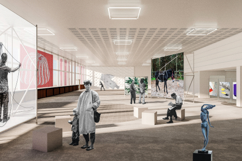 <strong>2. Preis </strong>Das Team aus Hütten &amp; Paläste und Alexander Poetzsch Architekturen sieht ebenfalls eine variable Raumteilung vor. Herausragend hier ist die starke Betonung der Druchwegung und das Auflösen einer vorzüglichen Front.<br />