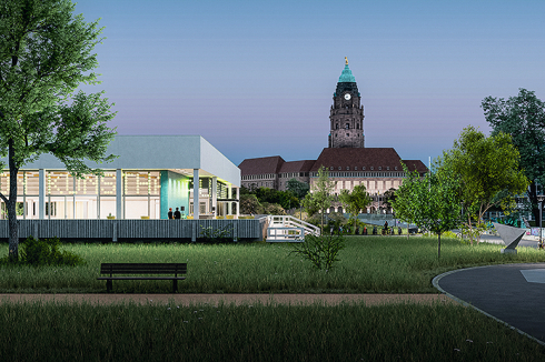 <strong>3. Preis </strong>Heine Mildner Architekten und Architekten Kunze Reisnecker wagen den stärksten Eingriff: Ihre finale Umbauvision umfasst ein doppelgeschossiges Atrium im Herzen des Hauses.<br />