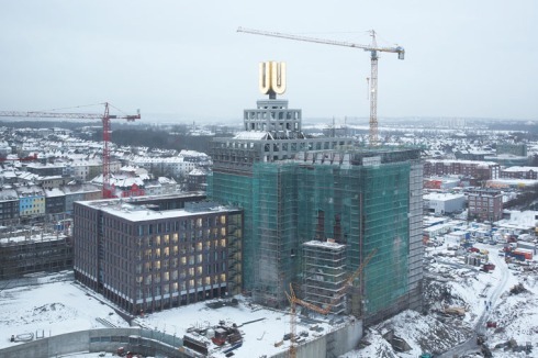 Eingerüstet: das Hochlager der Dortmunder Unionsbrauerei aus den Zwanziger Jahren.<br />