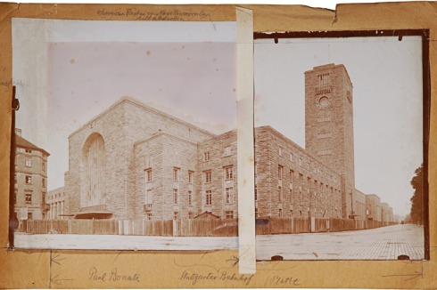 Walter Müller-Wulckow, Bildmontage des Stuttgarter Bahnhofs von Paul Bonatz, um 1918<br />