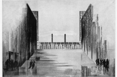 Auch Richard Schmieder entwarf eine große Freitreppe zur Stadthalle, ...<br />