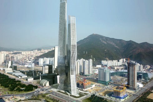 Die Fingertürme des „World Business Center“ im südkoreanischen Busan...<br />