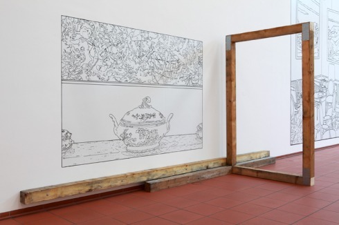 "A Hinge", 2014; Pinienholz, Stahl. Die Ausstellung "Alone In An Empty Room" von Oscar Tuazon ist noch bis zum 13.Juli 2014 zu sehen im<br /><a href="http://www.museum-ludwig.de/de/ausstellungen/oscar-tuazon.html" >Museum Ludwig, Köln</a><br />