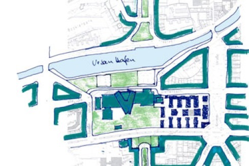 Der Neubau steht direkt auf der städtebaulichen Achse von Peter Joseph Lenné.<br />