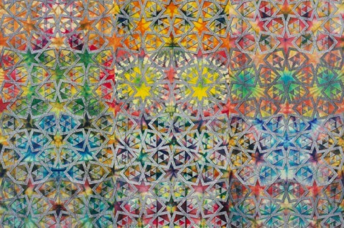 "Andalusian Panel" (Ausschnitt). Für Philip Taaffe ist im Ornament "eine kulturelle Energie eingeschlossen, die den geografischen Ort und die historische Zeit, aus der es hervorgeht, verkörpert."<br />