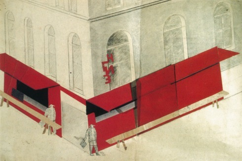 Entwurf für einen Strassenkiosk des "NGIZ" (Neuer Staatsverlag, 1924)<br />