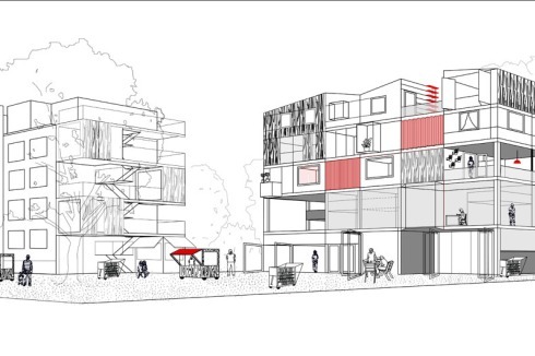 OFFSEA - office for socially engaged architecture (London / Berlin) entwerfen einen Katalog an Aufwertungsmaßnahmen sowie ein "Patchworkgebäude" für Kleingewerbe und Läden anstelle der Kaufhalle<br />