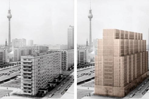 Eckert Negwer Suselbeek Architekten (Berlin) schlagen eine Metamorphose der Platte QP 61 zum Apartmenthaus im Chicagoer Stil vor.<br />