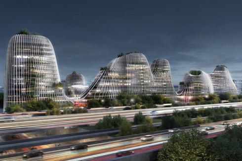 Ebenfalls von einer Hügellandschaft inspiriert ist der Entwurf (2011) eines Mischkomplexes für Amsterdam.<br />