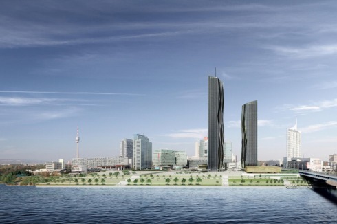 Der Pariser Architekt entwarf die Zwillingstürme "DC Towers" mit 200 und 160 Metern Höhe. Durch einen gemeinsamen Sockelbau mit Shopping Mall und Restaurants sollten die Hochhäuser miteinander verbunden werden.<br />