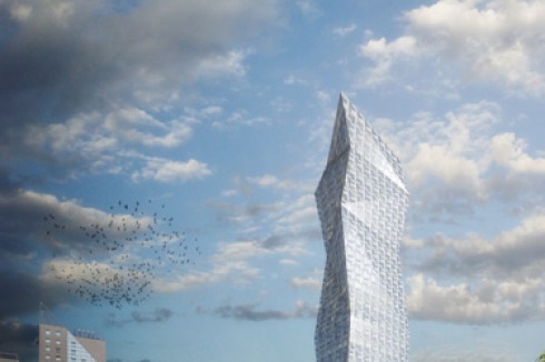 "Das Hochhaus ist ein elegantes Gebäude mit guten Proportionen. 2. Preis für<br /><a href="http://www.schneider-schumacher.de/" >Schneider + Schumacher</a><br />