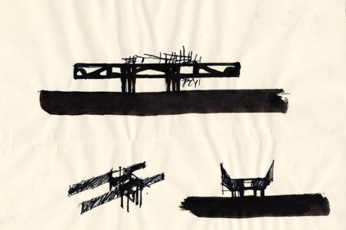 "Gebäude", Zeichnung (1958)<br />