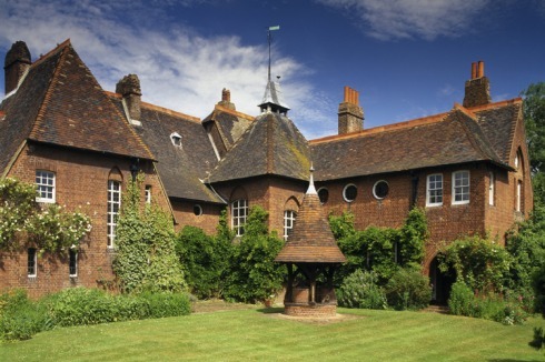 William Morris Red House, Bexleyheath: The East front of Red House with the well in the foreground<br />