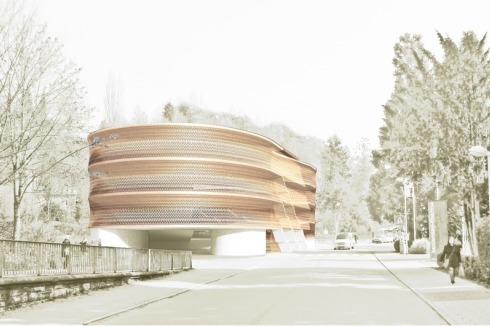 "Im Wechselspiel mit der gewellten Außenhaut entsteht eine mehrschichtige Wahrnehmung der Parkhausarchitektur, die einen Beitrag zur Identität des Ortes leistet."<br />