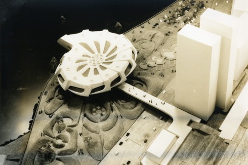 Internationaler Wettbewerb für das "Portier Building" in Monte Carlo, 1969-1974. Blick auf das Modell von Frei Otto<br />