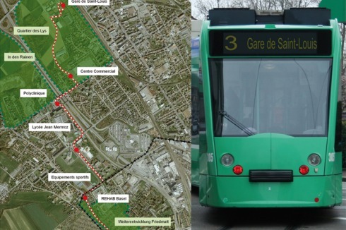 Zur Verbindung der Nachbarstädte Basel und Saint-Louis soll die Tramlinie 3 verlängert werden.<br />