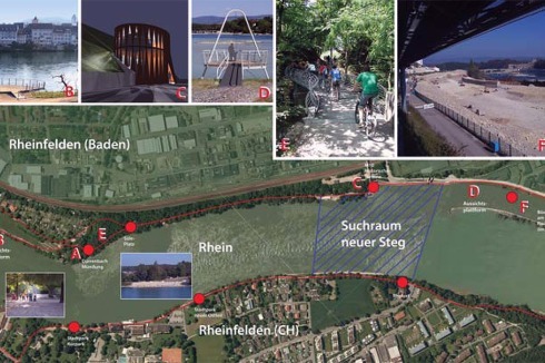 Der Rheinfelder Rheinuferrundweg verbindet auf sechs Kilometern Länge das deutsche und das schweizerische Rheinufer.<br />
