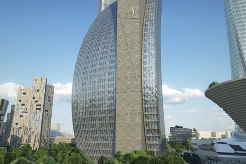 Daniel Libeskind entwarf ein 150 Meter hohes Haus in der Form eines Segelschiffs.<br />