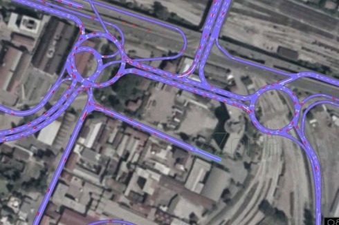 Auch um die verkehrstechnische Anbindung hat sich Pierre Cardin gekümmert. Im Bild seine Überarbeitung des Strassennetzes, ...<br />