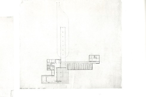 Grundriss (endgültige Fassung); Bleistift auf Transparentpapier, 68,4 x 79,3 cm<br />