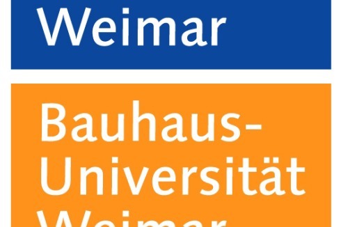 Andere Baustelle: Das Logo der Bauhaus Universität Weimar, in blau und orange, ...<br />