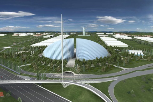 Es sollte ein Monumentalprojekt werden: die "Città dello Sport" im römischen Bezirk Tor Vergata, außerhalb des Autobahnrings im Osten Roms, entworfen von Santiago Calatrava. Baubeginn: März 2007.<br />