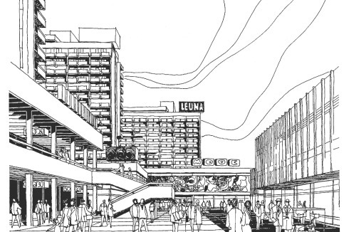 Blick nach Osten in die Neustädter Passage, Planungsstand 1970<br /><br />