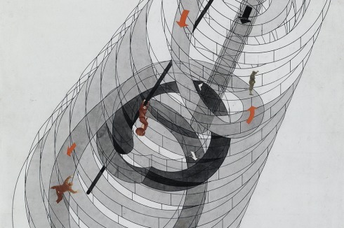 László Moholy-Nagy, Kinetisches konstruktives System, Bau mit Bewegungsbahnen für Spiel und Beförderung, 1928<br /><br /><br />