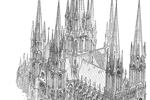 „Idee für eine Kathedrale des 13. Jh.“, 1875<br /><br />