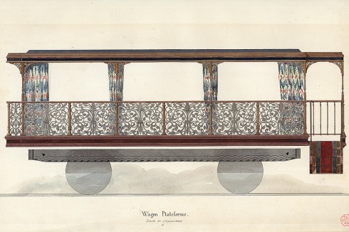 Entwurf eines offenen Wagons für den kaiserlichen Zug, 1856<br />