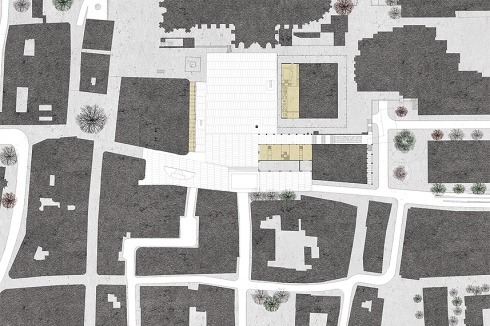 Caruso StJohn Architects verdichten die Situation am Übergang zur Via Culturalis mit einem „Palazzo“, ... <br />
