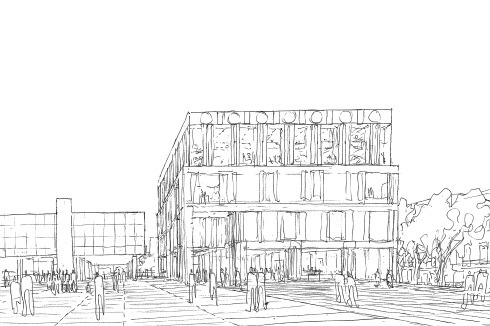 ... einem neuen Platz mit Treppenanlage und, auf dem Palazzo, einem „Haus auf dem Haus“ für Dombauhütte und Domrendantur