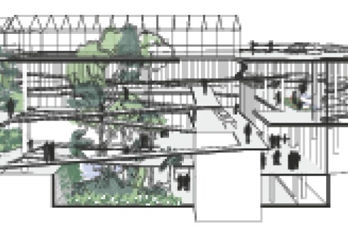 <span class="Bold">Finalist</span> Lacaton &amp; Vassal lassen ein Wegegeflecht in die Landschaft hinein laufen. Die Rampen erschließen Räume verschiedener Klimazonen.<br /><br /><br />