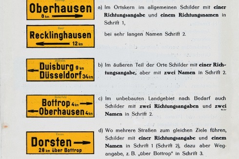 Merkblatt zur Richtungsbezeichnung der Hauptverkehrsstraßen, um 1925<br /><br /><br />