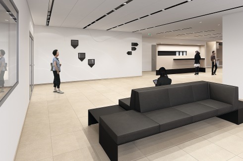 <strong><span class="Bold">4. Rang</span></strong>  Stadt, Land, Fluss: Grafisch aufbereitete Fakten über Deutschland zieren die raumbildenden Elemente des Entwurfs von Valentynarchitekten, Development 9 und Christopher Ledwig/F1rstdesign. Der Jury fehlten „spannungsbildende Kontrapunkte“.<br />