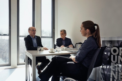 Winfried Nerdinger (links), Wolfgang Jean Stock und Friederike Meyer<br />