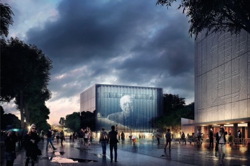 <strong>Architektur- und Fotomuseum</strong> 1. Preis  Am südwestlichen Parkeingang verteilt das ungarische Büro KÖZTI das Museum der Fotografie und das Architekturmuseum auf zwei Würfel, deren Fassaden als Bildwände fungieren<br />