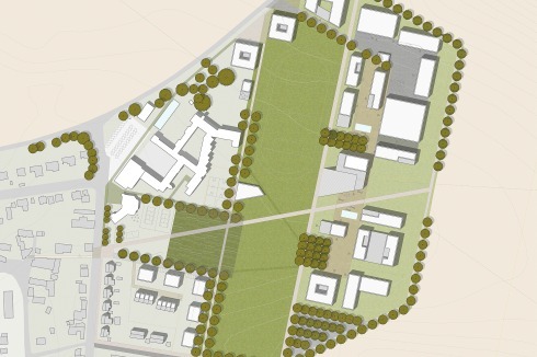 <strong>2. Preis</strong> Carsten Meier Architekten trennen das Dorf Remlingen und den neuen Campus durch einem Grünzug ...<br />