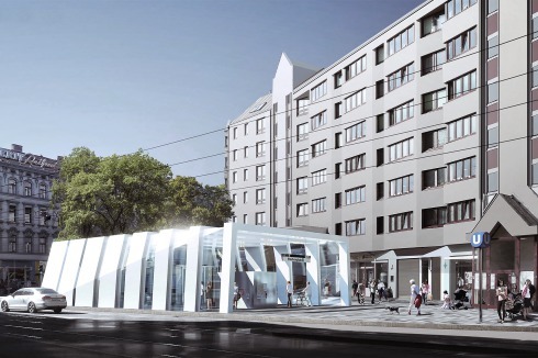 <strong>1. Preis</strong> Die Arge YF architekten, franz verwendet das Thema Streifen und Bügel ober- wie unterirdisch. Jeweils zum Ausgang hin wird die Oberfläche heller. &nbsp;<br />
