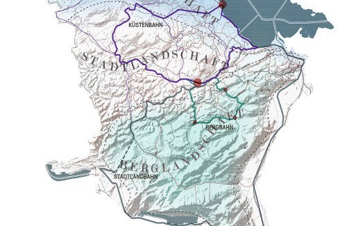Sie definieren in der Region Berg-, Stadt- und Küstenlandschaft und verbinden diese über drei Eisenbahnringe.<br />