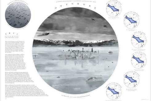 <span class="Bold"><strong>2. Preis</strong></span> Unter dem Titel „Offshore“ entwickelt das Team um Bureau A aus Genf schwimmende Plateaus für den Bodensee, die inhaltlich mit Grenzseen weltweit zusammenhängen<br />