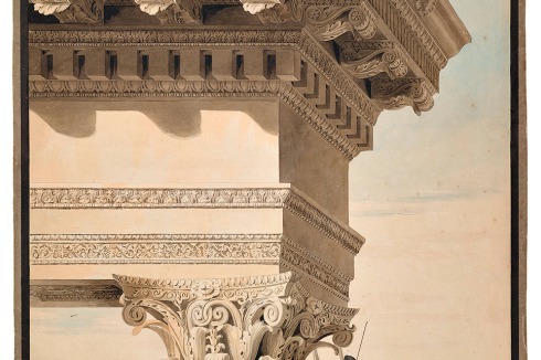 <span class="Bold"></span>Student beim Abmessen eines Kapitells des Tempels des Jupiter Stator, Rom<br />